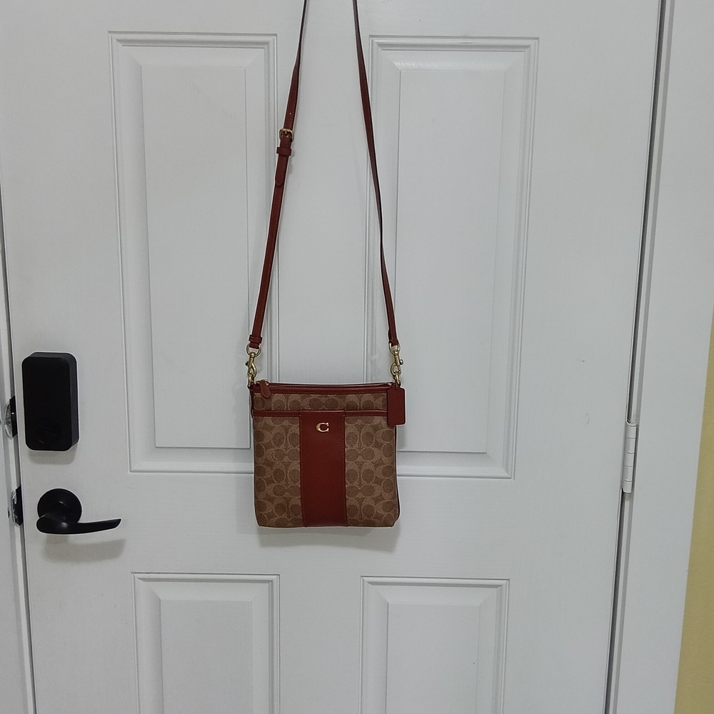 Coach Brown and Red Crossbody Bag